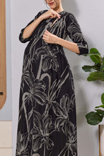 MANGAI Women's Black Floral Feeding Zipper Maternity Frock