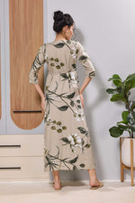 Mangai Mauve Maternity Feeding Long Frock with Invisible Zip