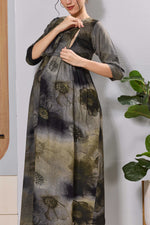 Mangai Olive Green Maternity Feeding Long Frock with Zip