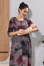 Mangai Olive Green Maternity Feeding Long Frock with Zip