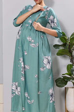 Mangai Pink Floral Feeding & Maternity Wear Long Frock Dress