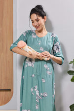 Mangai Pink Floral Feeding & Maternity Wear Long Frock Dress