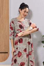 Mangai Dusty Pink Maternity Feeding Long Frock with Zip