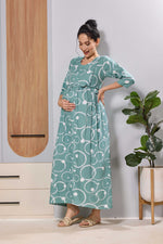 Mangai Mint Green Feeding & Maternity Wear Long Frock Dress