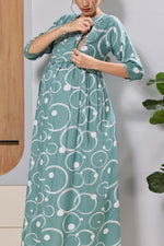Mangai Mint Green Feeding & Maternity Wear Long Frock Dress