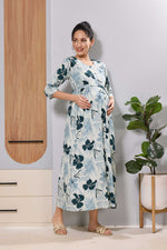 Mangai Blush Pink Floral Feeding Dress | Maternity Long Frock