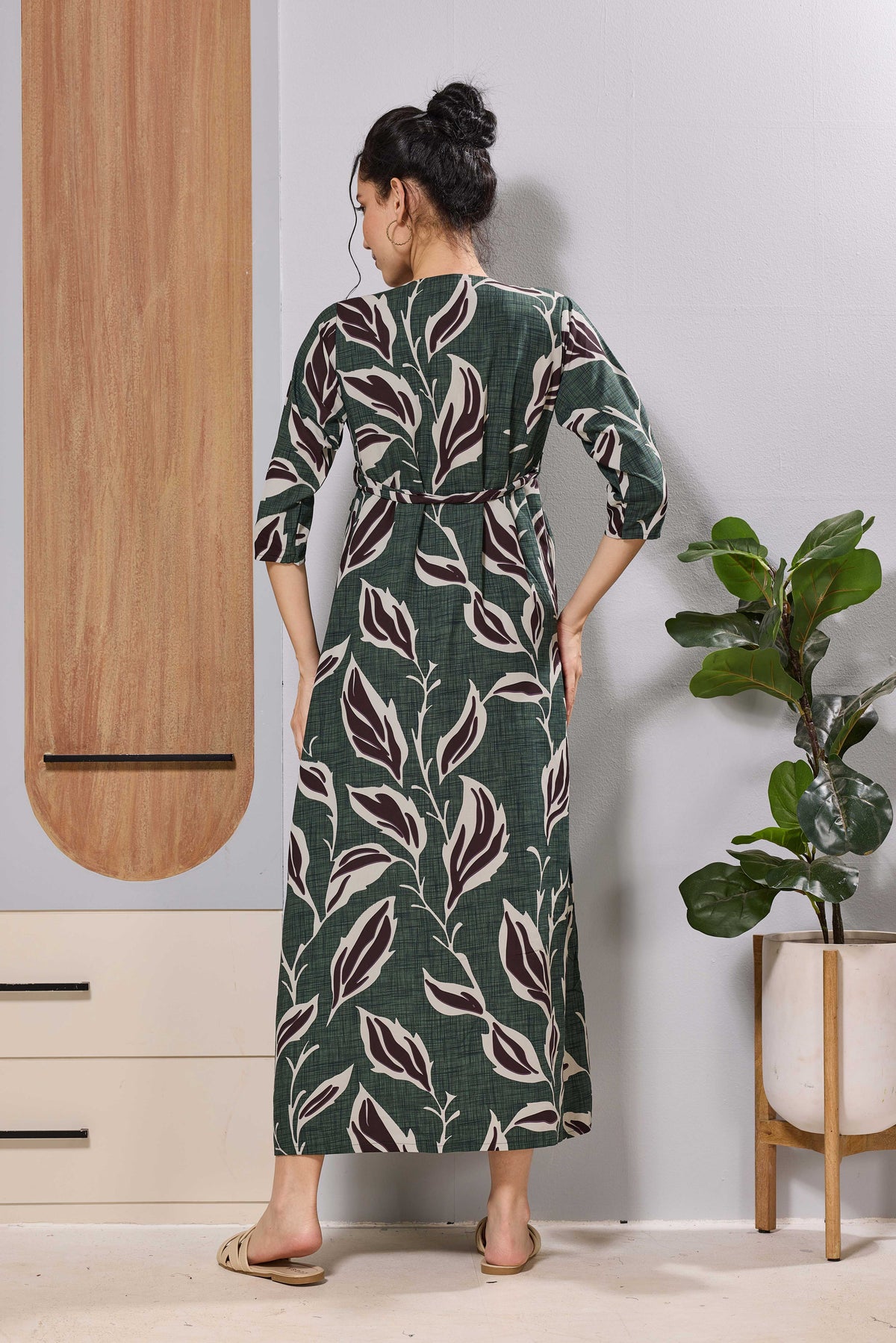 Mangai Coffee Brown Maternity Feeding Dress | Invisible Zipper
