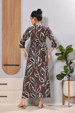 Mangai Coffee Brown Maternity Feeding Dress | Invisible Zipper