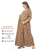 New ArrivalsONLY MINE Premium 4-IN-ONE Mom's Wear - Soft & Smooth Rayon | Maternity | Feeding | Long Frock | Casual Wear for Pregnancy Women's (4-IN-ONE-LFRK)