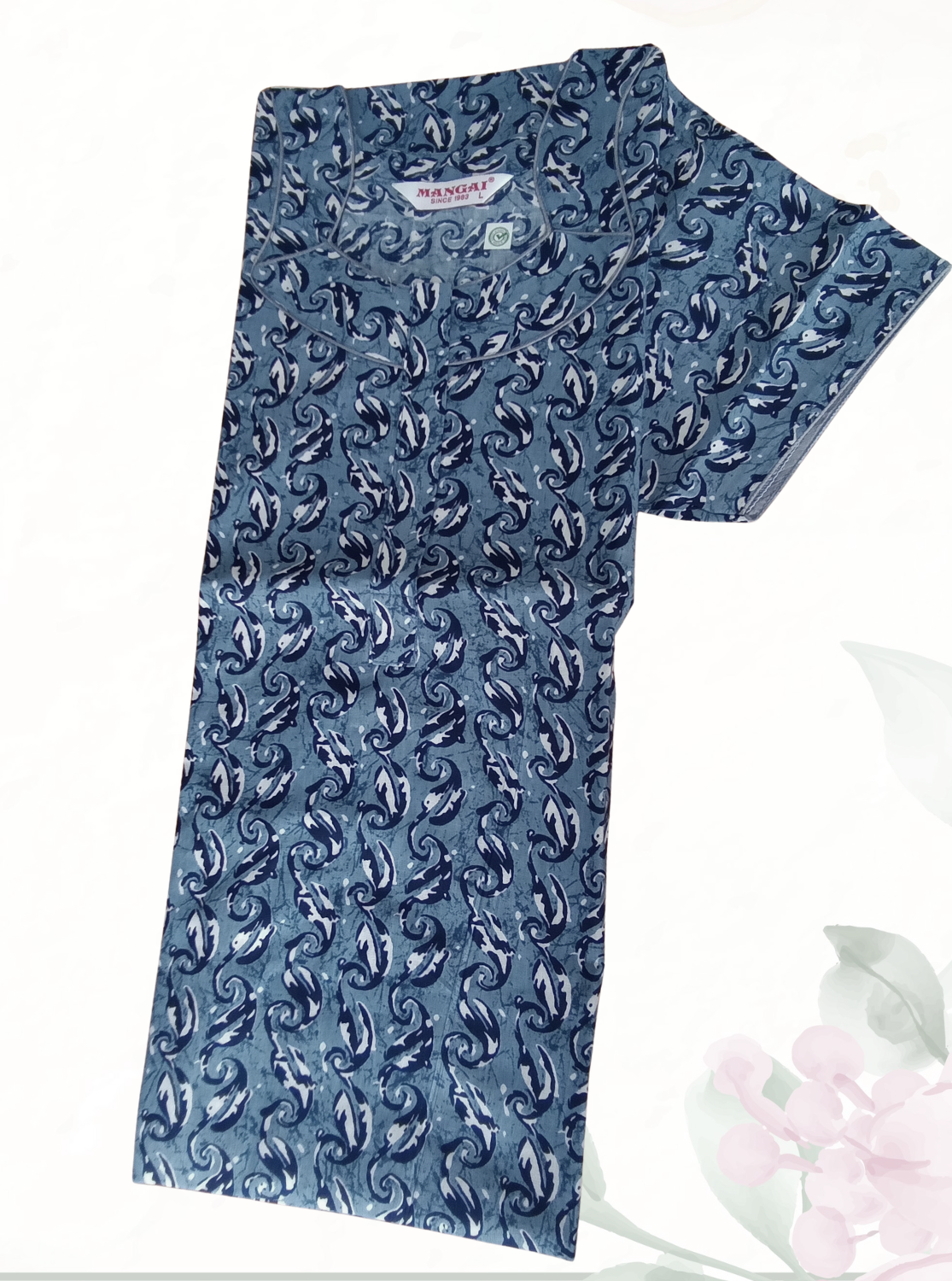 MANGAI New Regular Fit Cotton Printed Nighties - All Over Printed Stylish Nightwear for Stylish Women | Side Cut Pocket | Beautiful Nighties for Stylish Women's | Colourful Printed Cotton Nighties (ATR)