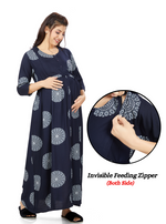 New ArrivalsONLY MINE Premium 4-IN-ONE Mom's Wear - Soft & Smooth Rayon | Maternity | Feeding | Long Frock | Casual Wear for Pregnancy Women's (4-IN-ONE-LFRK)