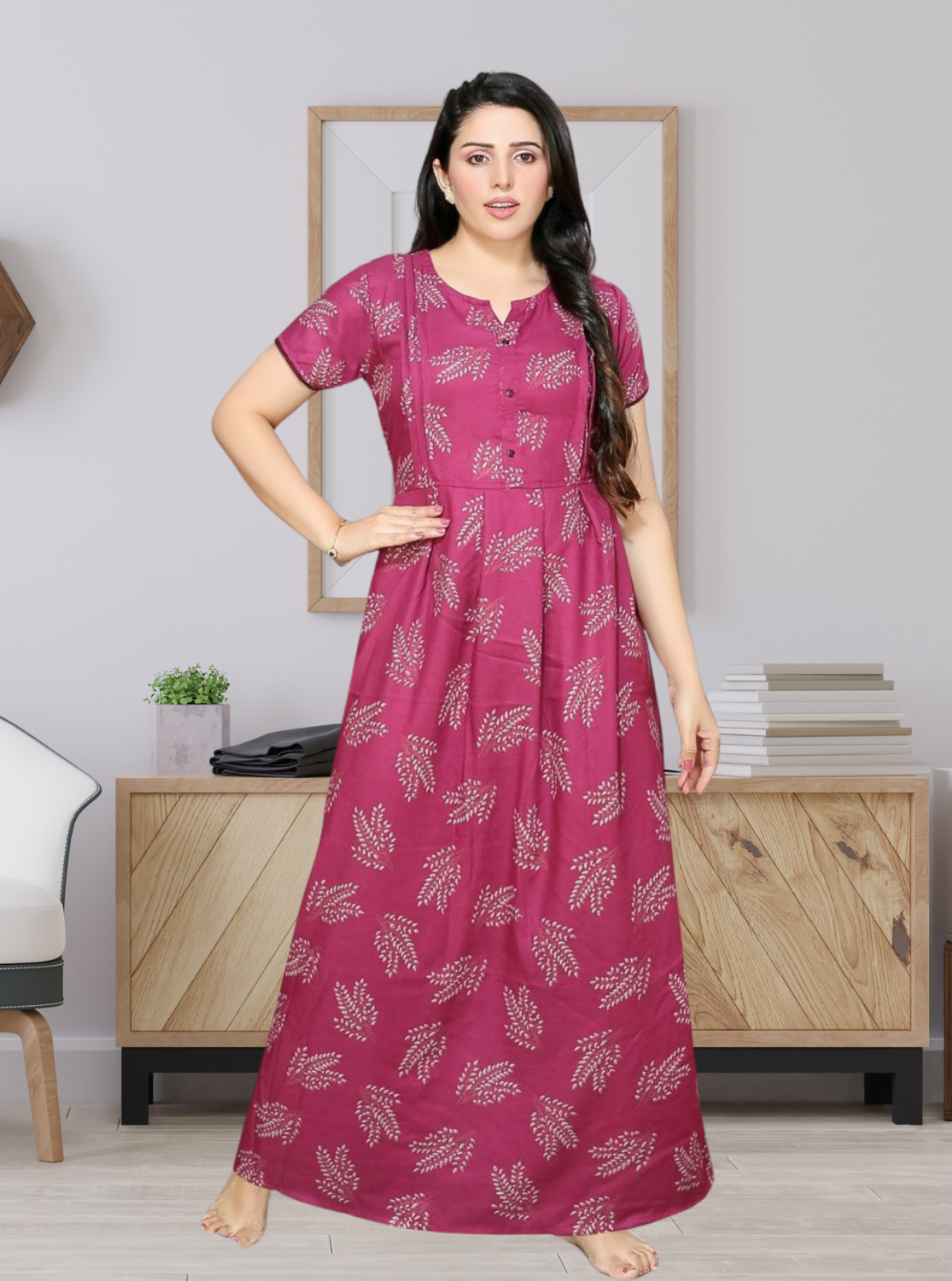 New Arrivals Alpine KURTI Style Nighties| Beautiful Stylish KURTI Model | Half Sleeve | Without Zipper | Stylish Thread Tied Front Closed Type | Fresh Collection's for Stylish Women's MKA (H/S)