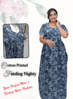 MANGAI Cotton Straight Zip Feeding Nighty |Post Pregnancy | Comfort and Style | Pleated Model | Soft Cotton Feeding Nighties (STF)