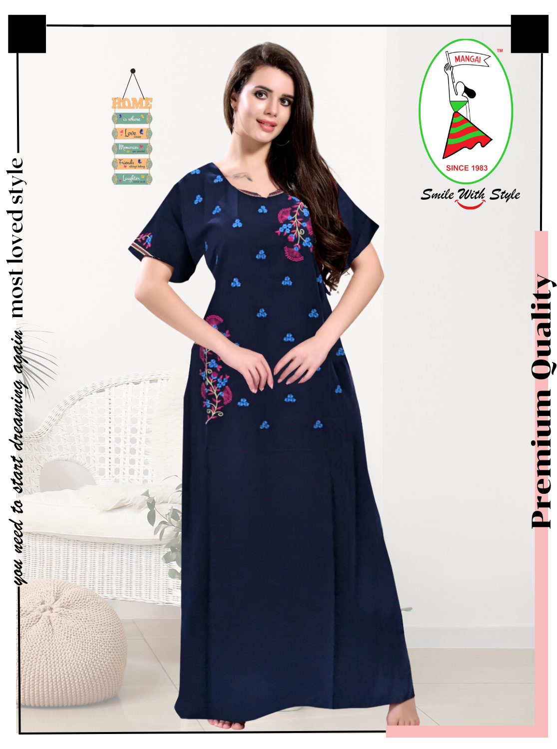 Stylish Embroidery Nightgown | Superior Quality Bizzy - Lizzy Nighty | Plain Pattern with Beautiful Embroidery Work's | Updated Collection's (CPL)