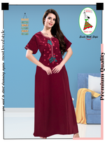 Stylish Embroidery Nightgown | Superior Quality Bizzy - Lizzy Nighty | Plain Pattern with Beautiful Embroidery Work's | Updated Collection's (CPL)