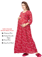 New ArrivalsONLY MINE Premium 4-IN-ONE Mom's Wear - Soft & Smooth Rayon | Maternity | Feeding | Long Frock | Casual Wear for Pregnancy Women's (4-IN-ONE-LFRK)