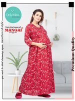 New ArrivalsONLY MINE Premium 4-IN-ONE Mom's Wear - Soft & Smooth Rayon | Maternity | Feeding | Long Frock | Casual Wear for Pregnancy Women's (4-IN-ONE-LFRK)