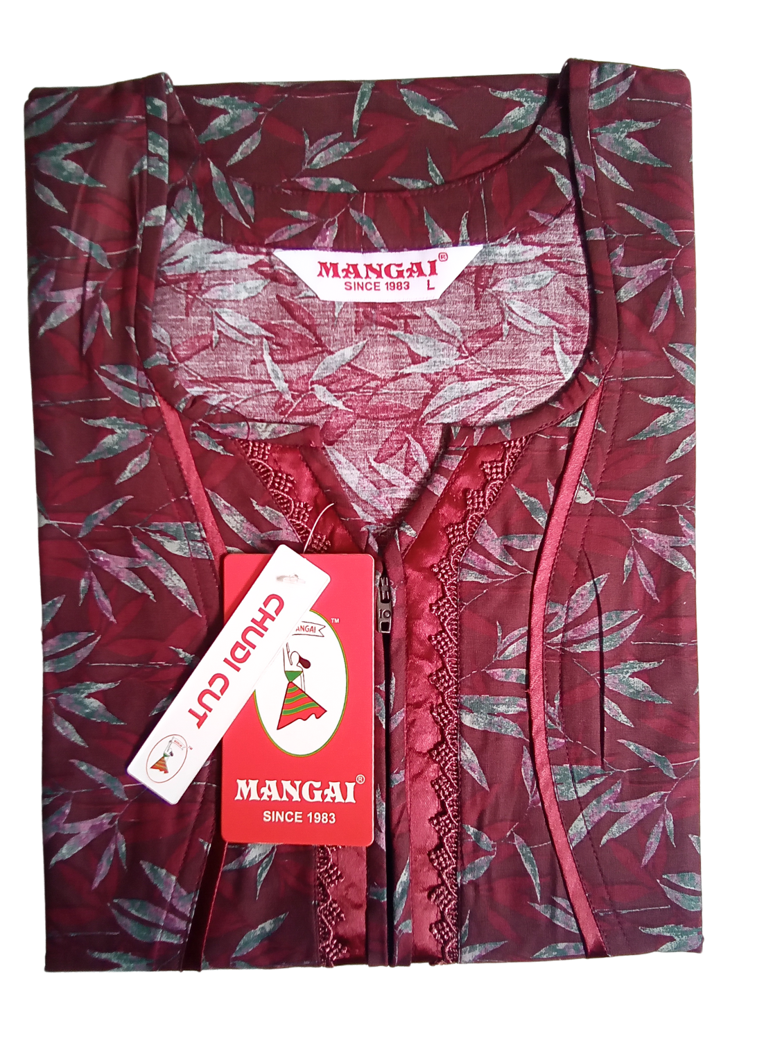MANGAI New Arrivals Cotton CHUDI CUT Model Nighties - Fancy Neck | With Side Pocket |Shrinkage Free Nighties | Stylish Collection's for Trendy Women's