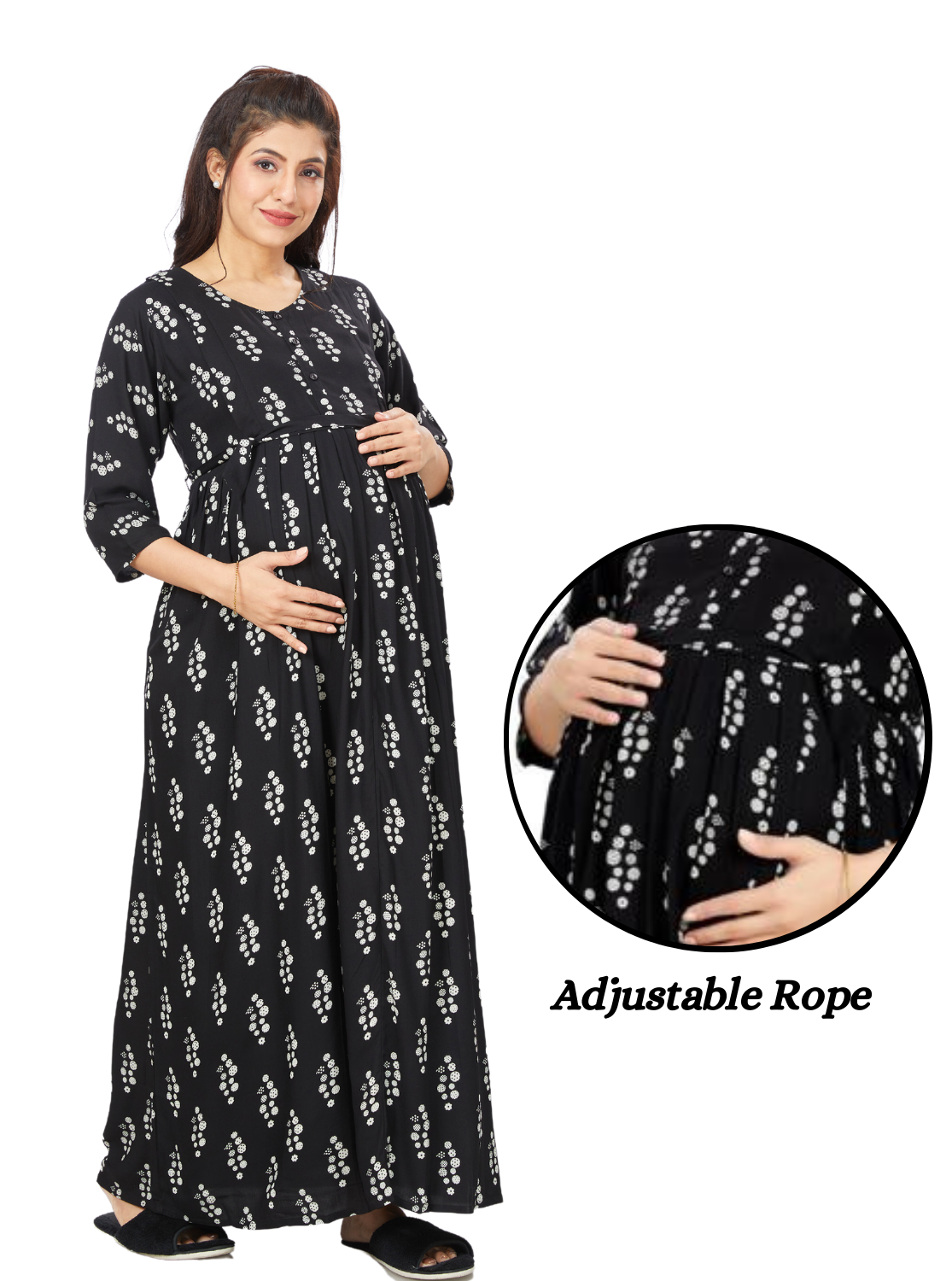 New ArrivalsONLY MINE Premium 4-IN-ONE Mom's Wear - Soft & Smooth Rayon | Maternity | Feeding | Long Frock | Casual Wear for Pregnancy Women's