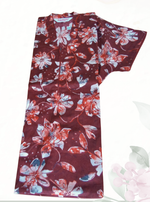 MANGAI Regular Cotton Printed Nighty for Women | Collar Neck Full Length Nighty with Front Zipper & Side Pocket | Half Sleeve Comfort Fit House Wear (ATR)