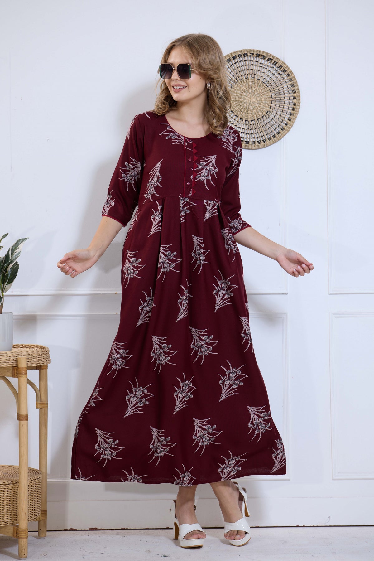 Alpine KURTI Style | Beautiful Stylish KURTI Model | Long 3/4 Sleeve & Side Pocket | Fresh Collection's for Stylish Women's (AK-3/4)