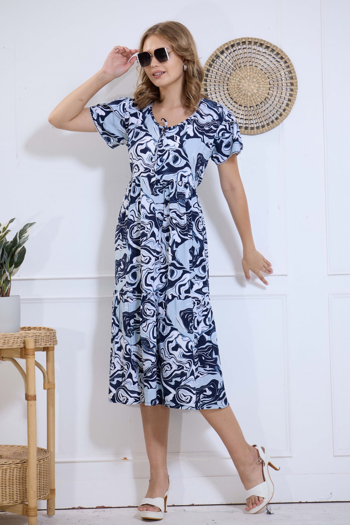 Imported Rayon MAXI FROCK Model Nighties | Fancy Petal Sleeve | Fancy Neck & Side Pocket | Pleated Frock MAXI Style | Trendy Collection's for Stylish Women & Teenage Girl (IRM)