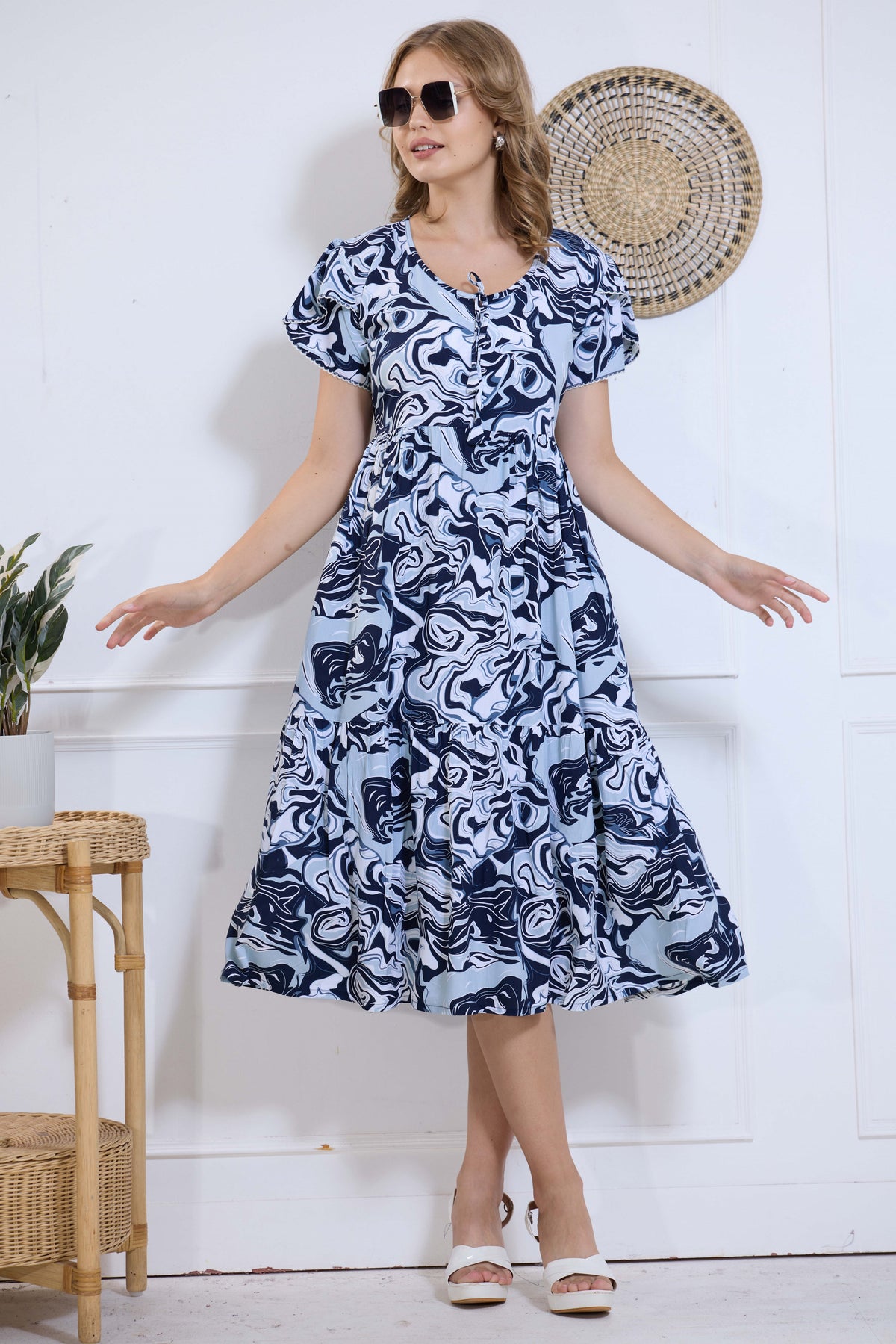 Imported Rayon MAXI FROCK Model Nighties | Fancy Petal Sleeve | Fancy Neck & Side Pocket | Pleated Frock MAXI Style | Trendy Collection's for Stylish Women & Teenage Girl (IRM)