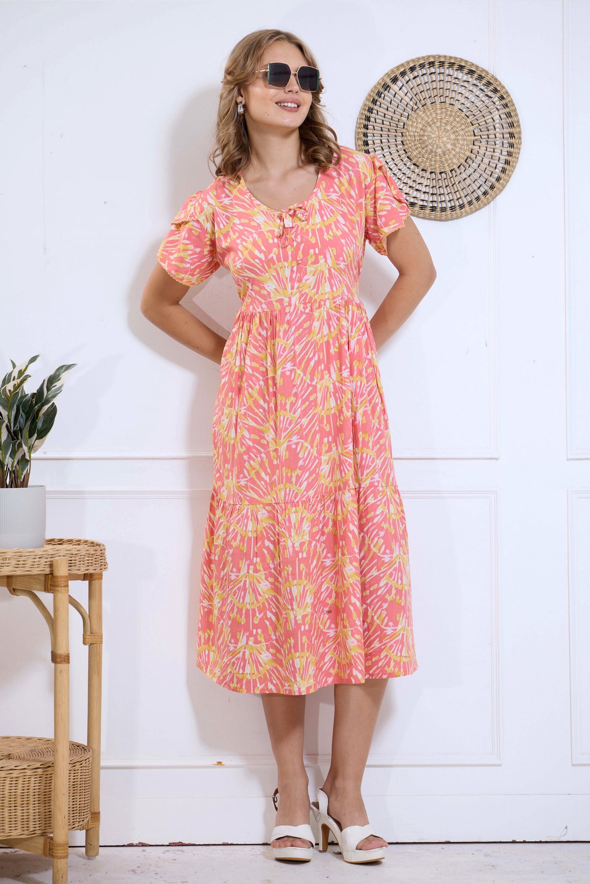 Imported Rayon MAXI FROCK Model Nighties | Fancy Petal Sleeve | Fancy Neck & Side Pocket | Pleated Frock MAXI Style | Trendy Collection's for Stylish Women & Teenage Girl (IRM)