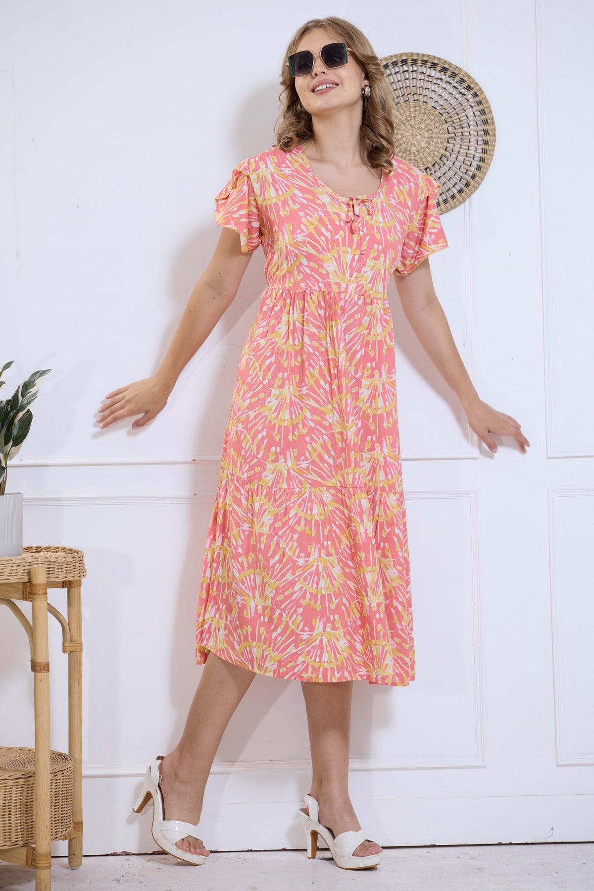 Imported Rayon MAXI FROCK Model Nighties | Fancy Petal Sleeve | Fancy Neck & Side Pocket | Pleated Frock MAXI Style | Trendy Collection's for Stylish Women & Teenage Girl (IRM)