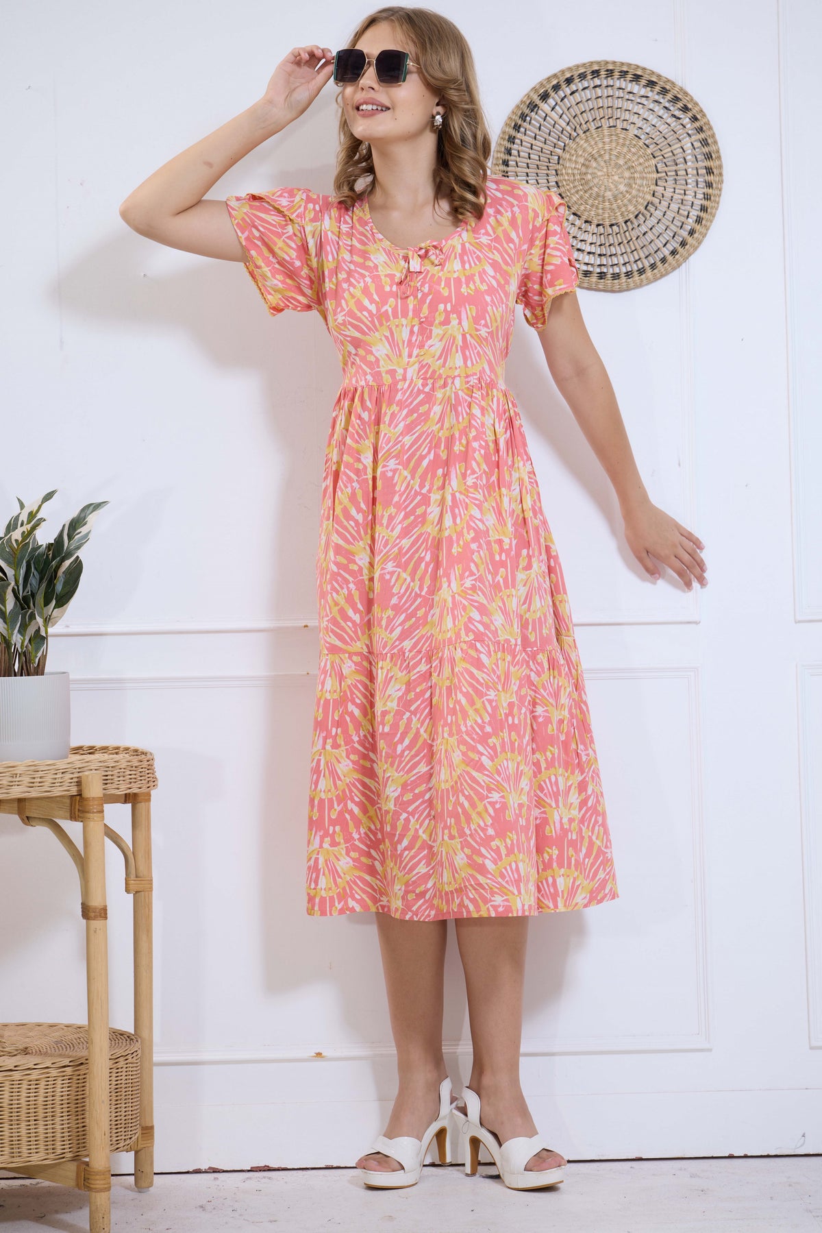 Imported Rayon MAXI FROCK Model Nighties | Fancy Petal Sleeve | Fancy Neck & Side Pocket | Pleated Frock MAXI Style | Trendy Collection's for Stylish Women & Teenage Girl (IRM)