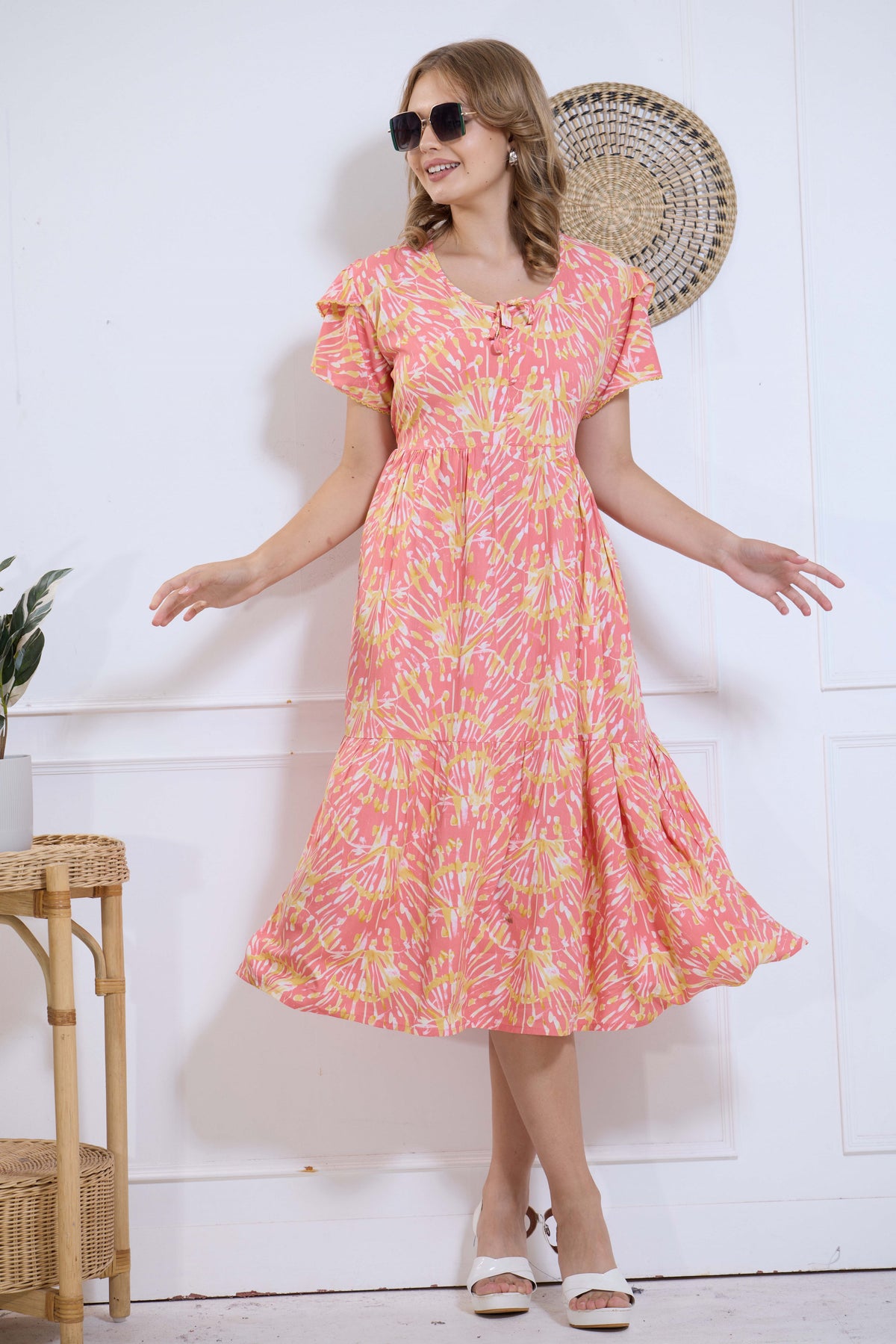 Imported Rayon MAXI FROCK Model Nighties | Fancy Petal Sleeve | Fancy Neck & Side Pocket | Pleated Frock MAXI Style | Trendy Collection's for Stylish Women & Teenage Girl (IRM)