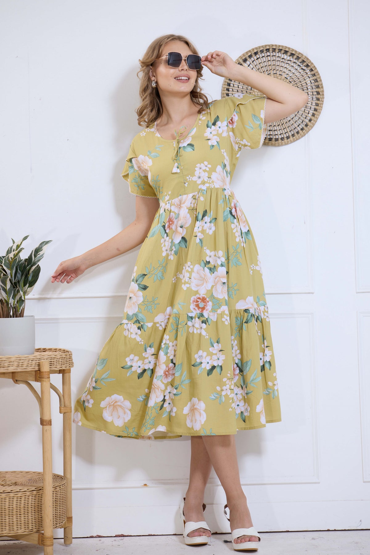 Imported Rayon MAXI FROCK Model Nighties | Fancy Petal Sleeve | Fancy Neck & Side Pocket | Pleated Frock MAXI Style | Trendy Collection's for Stylish Women & Teenage Girl (IRM)
