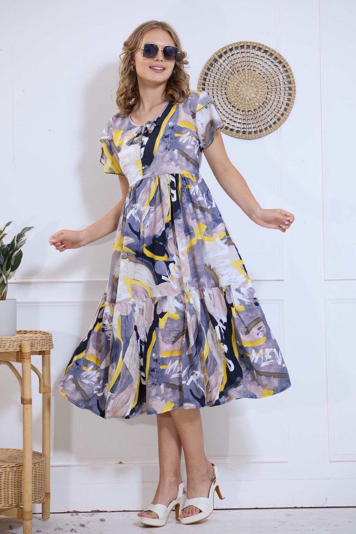 Imported Rayon MAXI FROCK Model Nighties | Fancy Petal Sleeve | Fancy Neck & Side Pocket | Pleated Frock MAXI Style | Trendy Collection's for Stylish Women & Teenage Girl (IRM)
