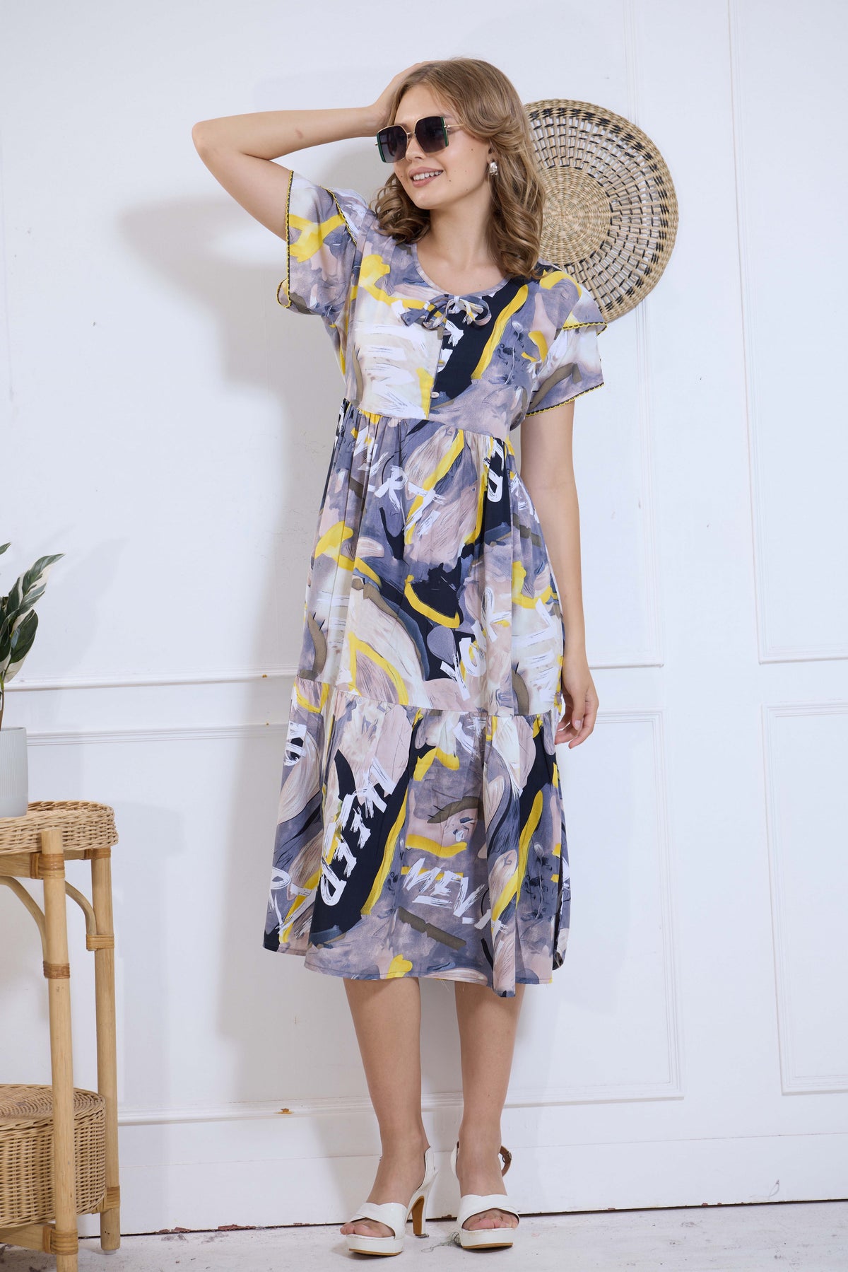 Imported Rayon MAXI FROCK Model Nighties | Fancy Petal Sleeve | Fancy Neck & Side Pocket | Pleated Frock MAXI Style | Trendy Collection's for Stylish Women & Teenage Girl (IRM)