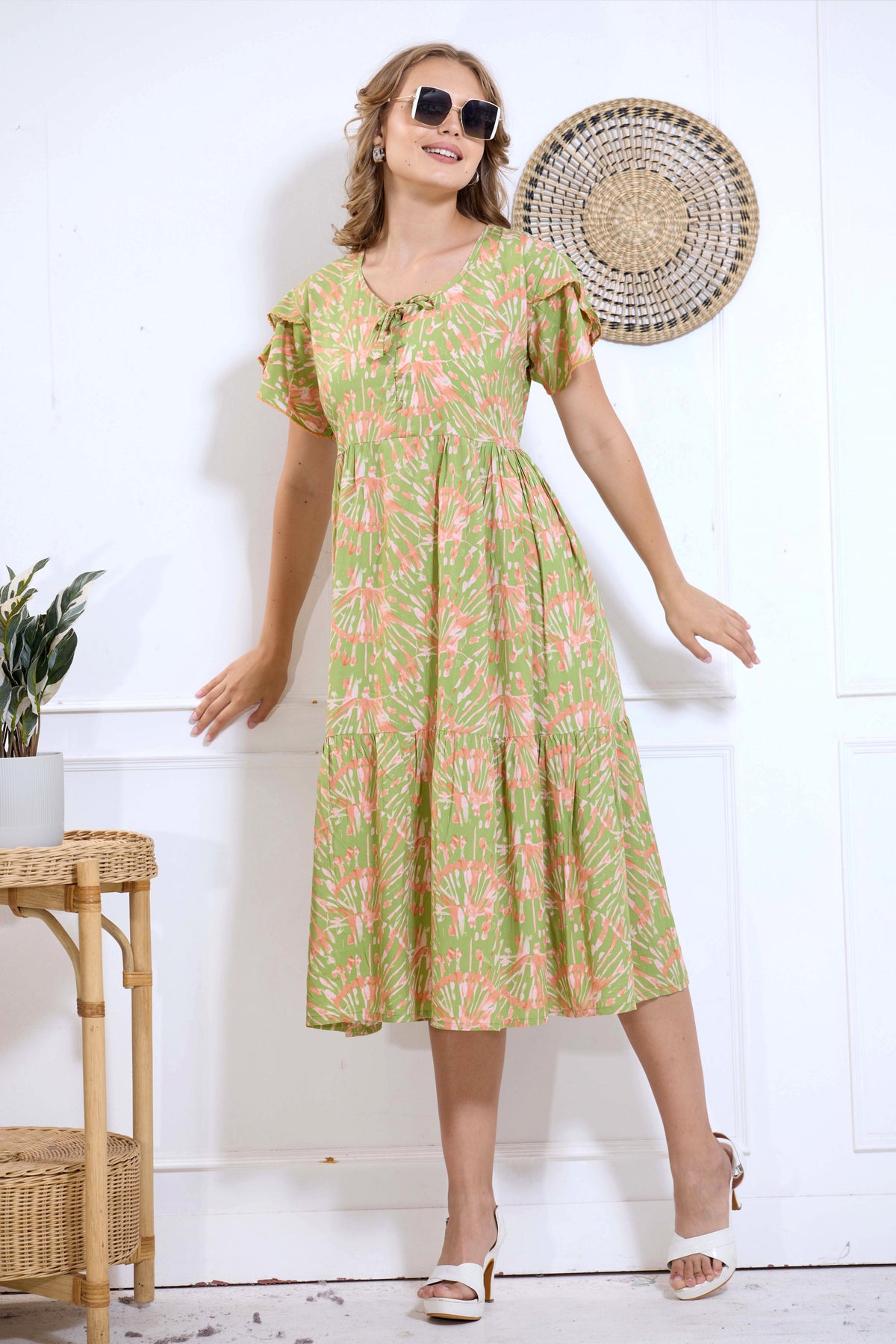 Imported Rayon MAXI FROCK Model Nighties | Fancy Petal Sleeve | Fancy Neck & Side Pocket | Pleated Frock MAXI Style | Trendy Collection's for Stylish Women & Teenage Girl (IRM)
