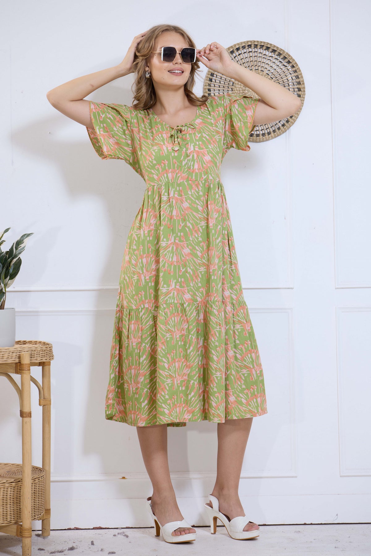 Imported Rayon MAXI FROCK Model Nighties | Fancy Petal Sleeve | Fancy Neck & Side Pocket | Pleated Frock MAXI Style | Trendy Collection's for Stylish Women & Teenage Girl (IRM)