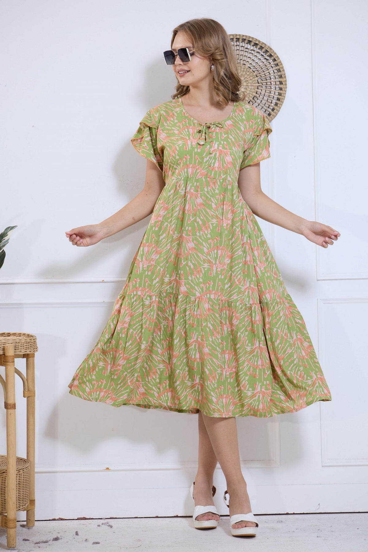 Imported Rayon MAXI FROCK Model Nighties | Fancy Petal Sleeve | Fancy Neck & Side Pocket | Pleated Frock MAXI Style | Trendy Collection's for Stylish Women & Teenage Girl (IRM)