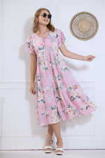 Imported Rayon MAXI FROCK Model Nighties | Fancy Petal Sleeve | Fancy Neck & Side Pocket | Pleated Frock MAXI Style | Trendy Collection's for Stylish Women & Teenage Girl (IRM)