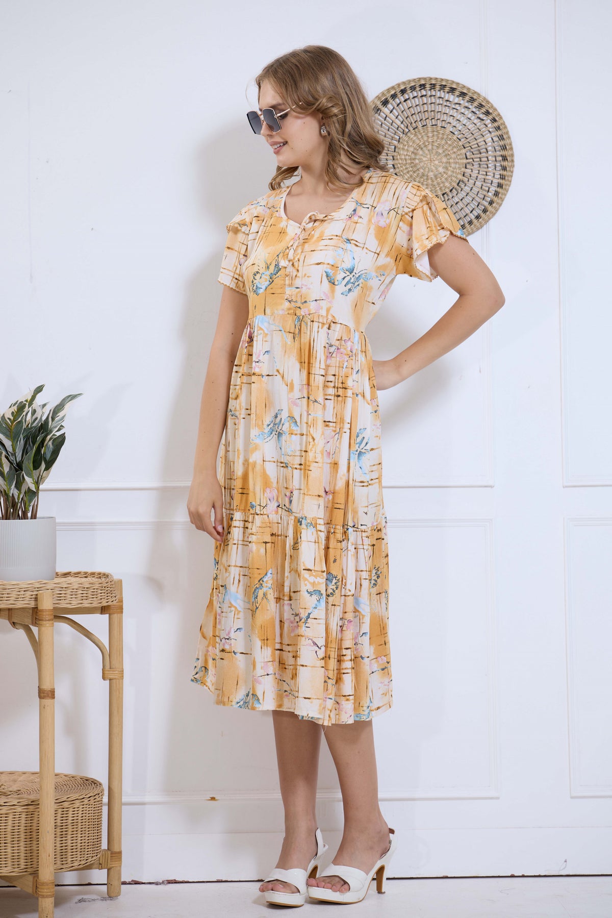 Imported Rayon MAXI FROCK Model Nighties | Fancy Petal Sleeve | Fancy Neck & Side Pocket | Pleated Frock MAXI Style | Trendy Collection's for Stylish Women & Teenage Girl (IRM)
