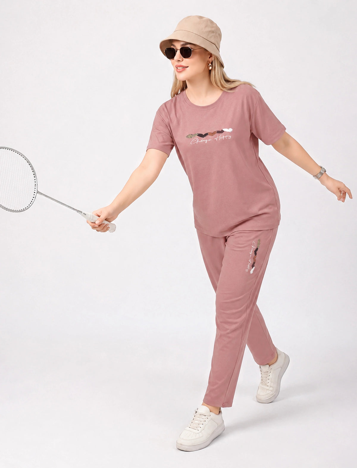 Trendy Rose Pink Tencel Lounge Set for Women - Mangai Nighties