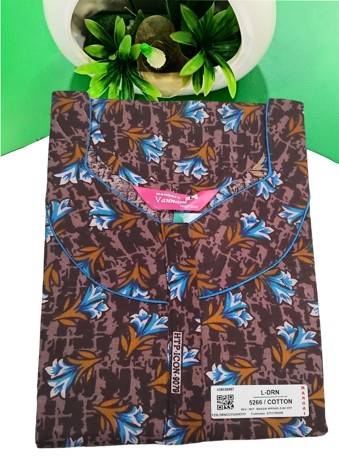 MANGAI Daily Wear Casual Comfort Fit Cotton Printed Nighties | Zipper Model with Slit Open | New Arrival's your Perfect Nightwear Companion (DRN)