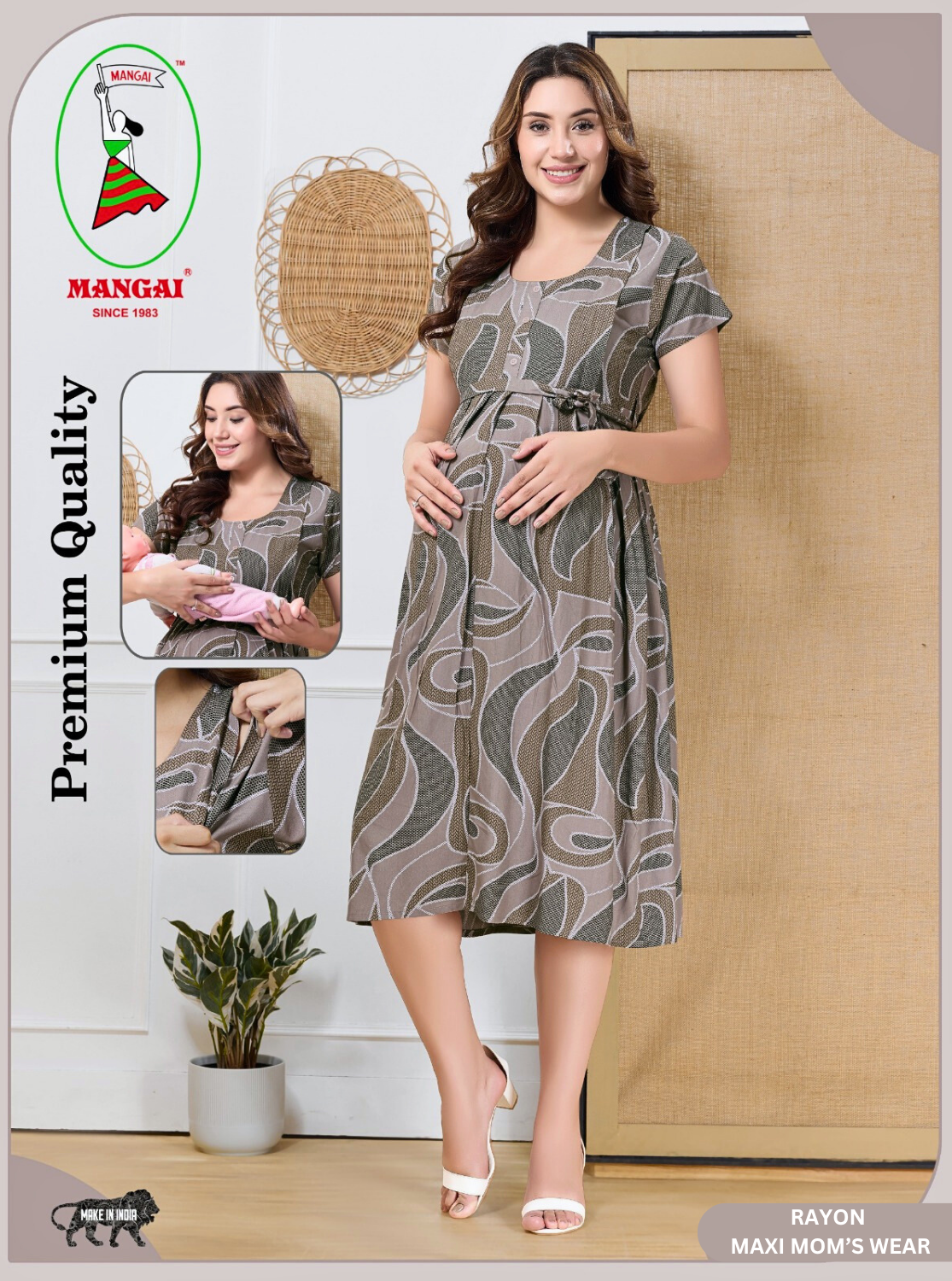 New Arrivals 4-IN-ONE MAXI Mom's Feeding & Casual Wear | Stylish Maxi Style | Invisible Feeding Zipper | Perfect Pre & Post Pregnancy Wear   (MAXI 4-IN-ONE)