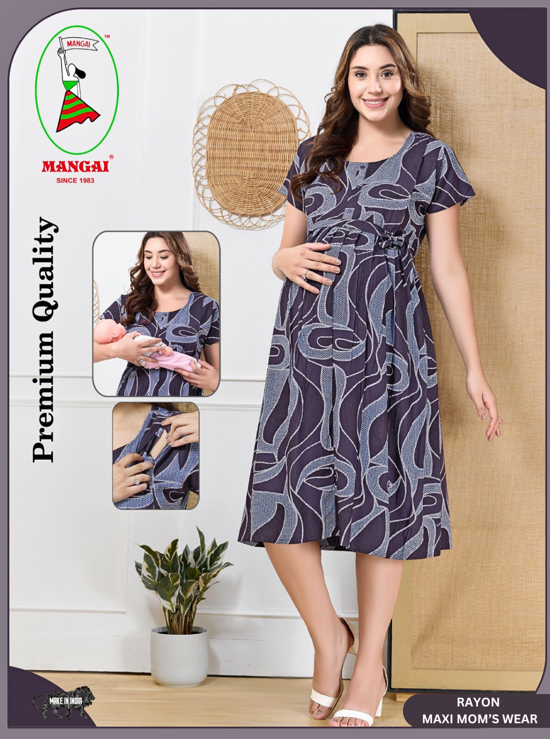 New Arrivals 4-IN-ONE MAXI Mom's Feeding & Casual Wear | Stylish Maxi Style | Invisible Feeding Zipper | Perfect Pre & Post Pregnancy Wear   (MAXI 4-IN-ONE)
