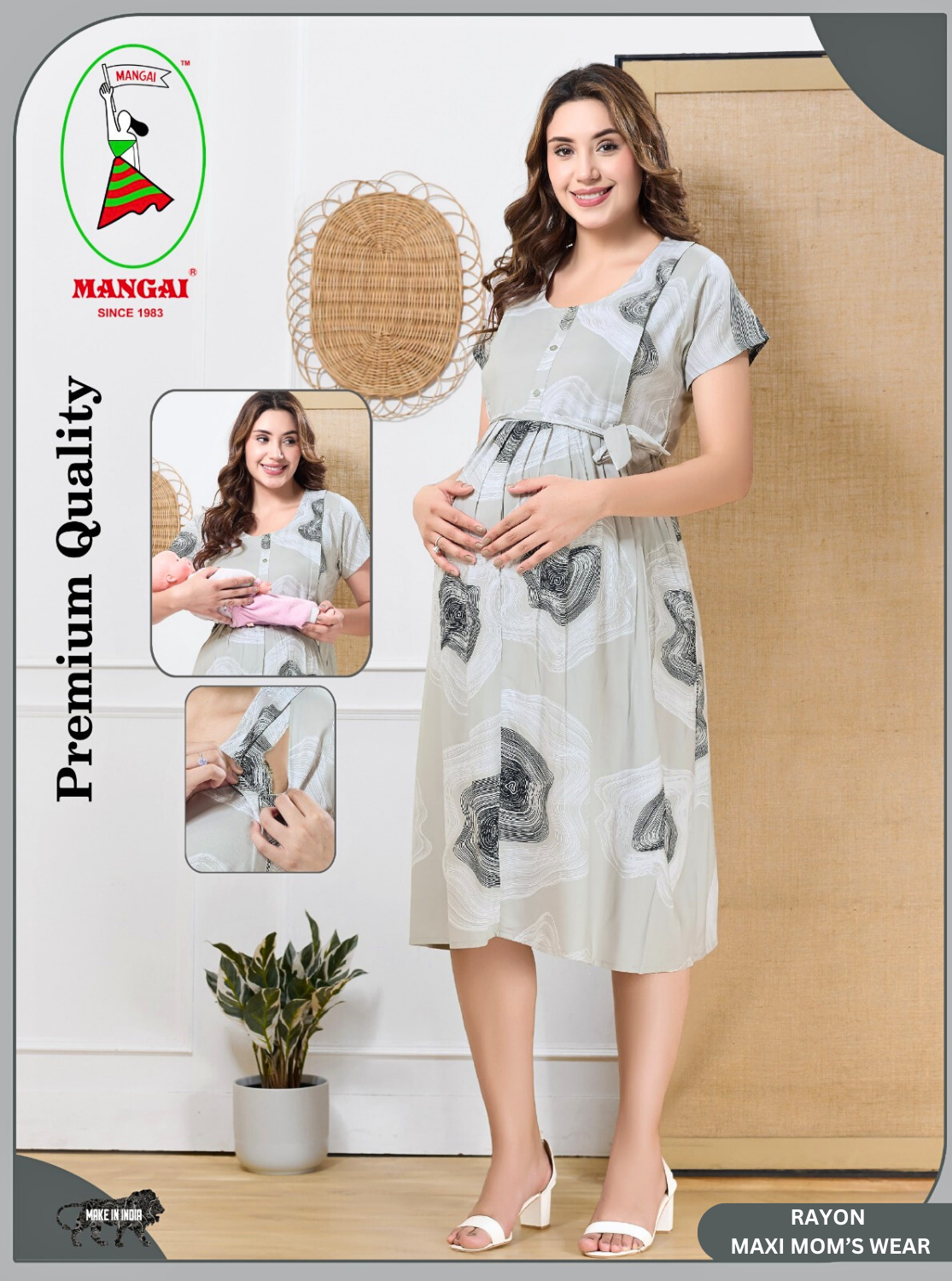 New Arrivals 4-IN-ONE MAXI Mom's Feeding & Casual Wear | Stylish Maxi Style | Invisible Feeding Zipper | Perfect Pre & Post Pregnancy Wear   (MAXI 4-IN-ONE)