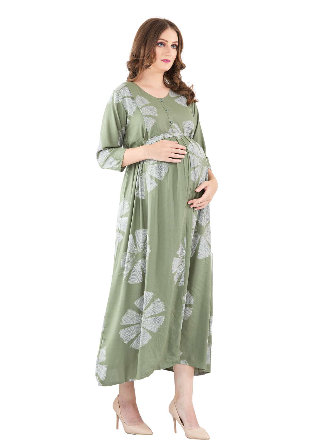 New ONLY MINE Premium 4-IN-ONE Mom's Wear - Soft & Smooth Rayon | Maternity | Feeding | Long Frock | Casual Wear for Pregnancy Women's