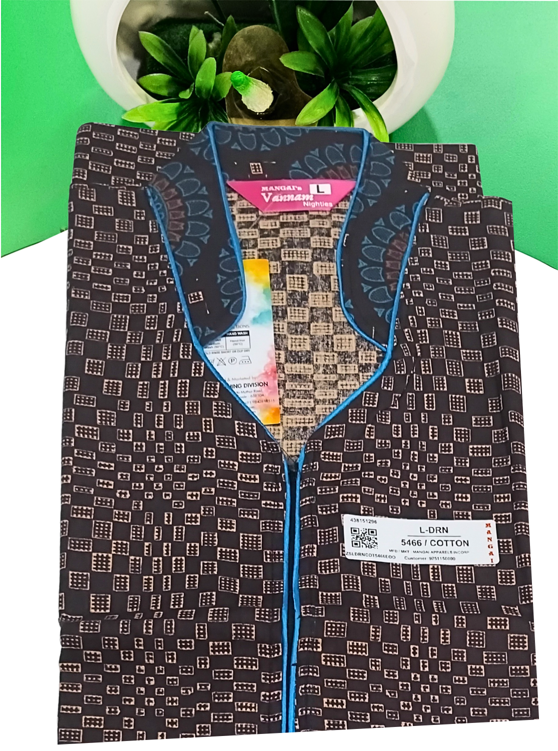 MANGAI Daily Wear Casual Comfort Fit Cotton Printed Nighties | Front open Zipper Model| Slit Open & Neck Collar Comfort Fit Daily Wear Nighties (DRN)