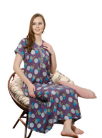 MANGAI Premium Alpine Embroidery Model Nighties | Full Length | Stylish Printed Model Nighties | Side Pocket | Half Sleeve | Perfect Nightwear Collection's for Trendy Women's (LDM)