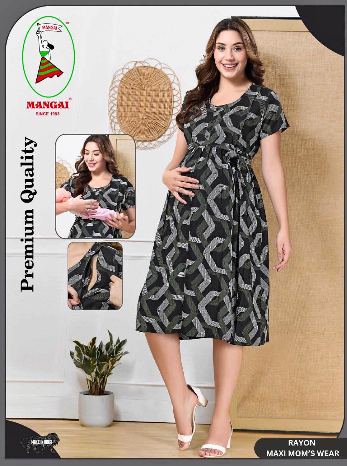New Arrivals 4-IN-ONE MAXI Mom's Feeding & Casual Wear | Stylish Maxi Style | Invisible Feeding Zipper | Perfect Pre & Post Pregnancy Wear   (MAXI 4-IN-ONE)
