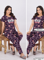 MANGAI Stylish HOSIERY Round Neck Night Suits | Stylish Print's All Over | Top & Bottom Set | Half Sleeve | Trendy Night Suits for Stylish Women's (RNP)