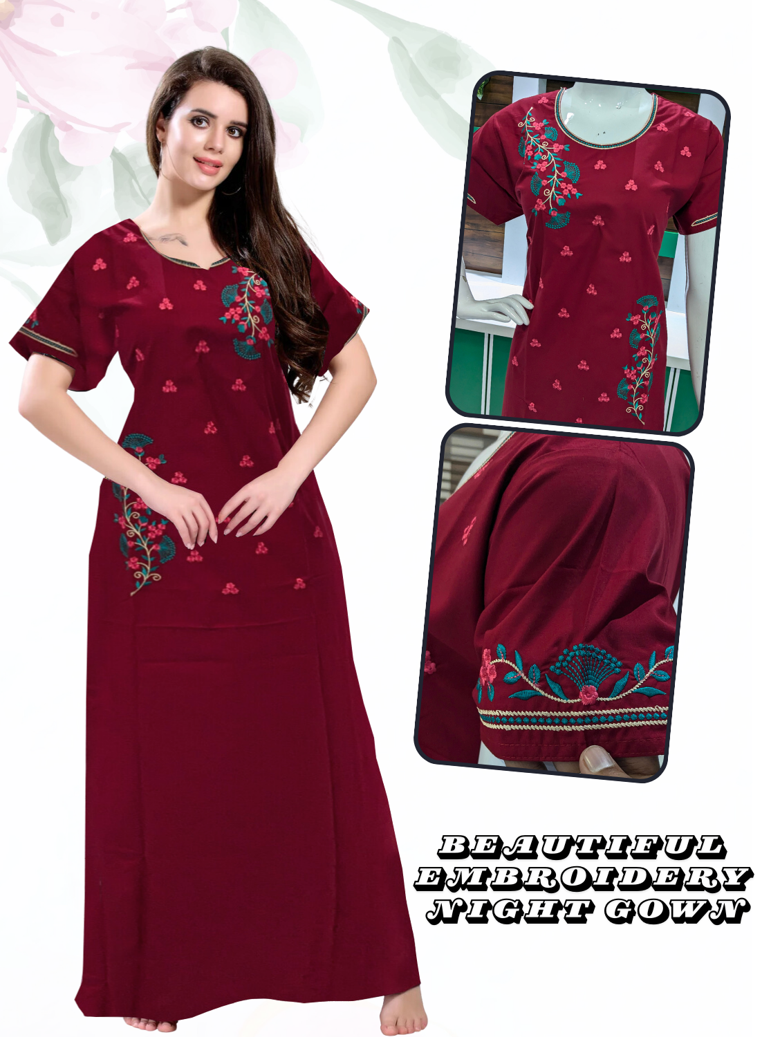 Stylish Embroidery Nightgown